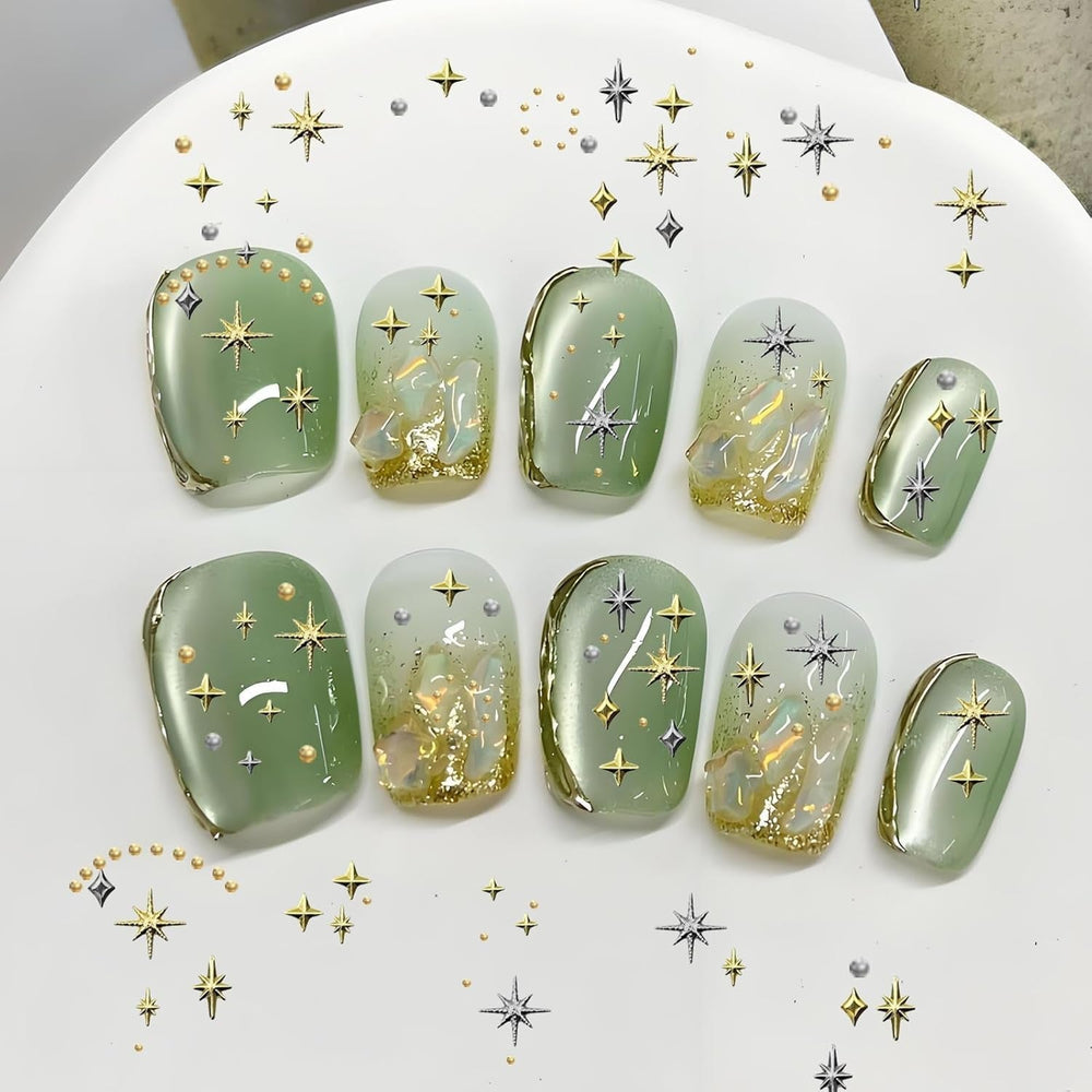 3400 Stück Goldene Und Silberne Sternperlen, Goldene Nagelanhänger, Zubehör Für Nagelschmuck, Schöne Sternnagelanhänger Für Nägel,Nail Art Rhinestones