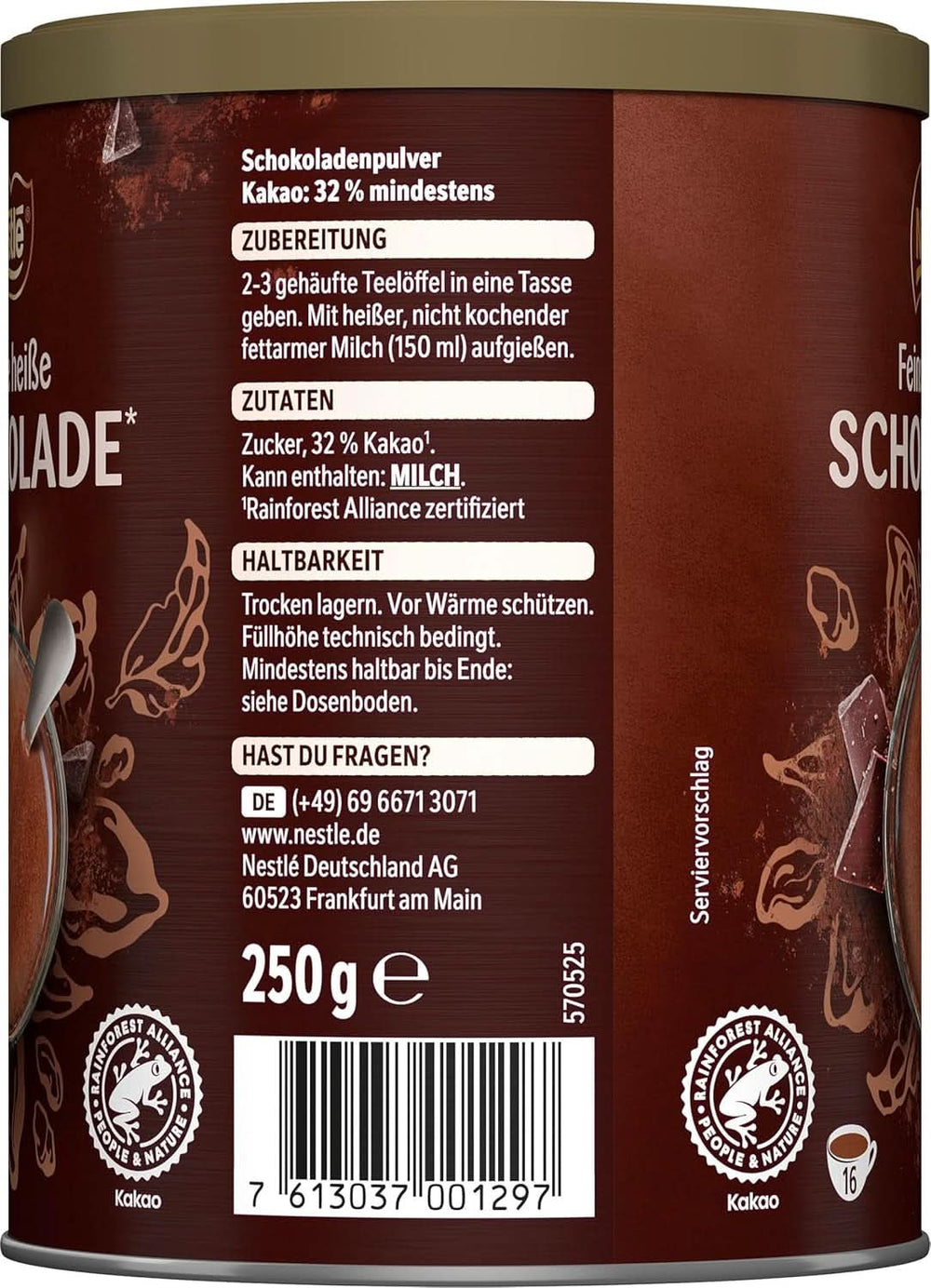 Feinste heiße Schokolade von Nestlé, 1 Packung (1 x 250 g) Kakao und heiße Schokolade im Naty Shop