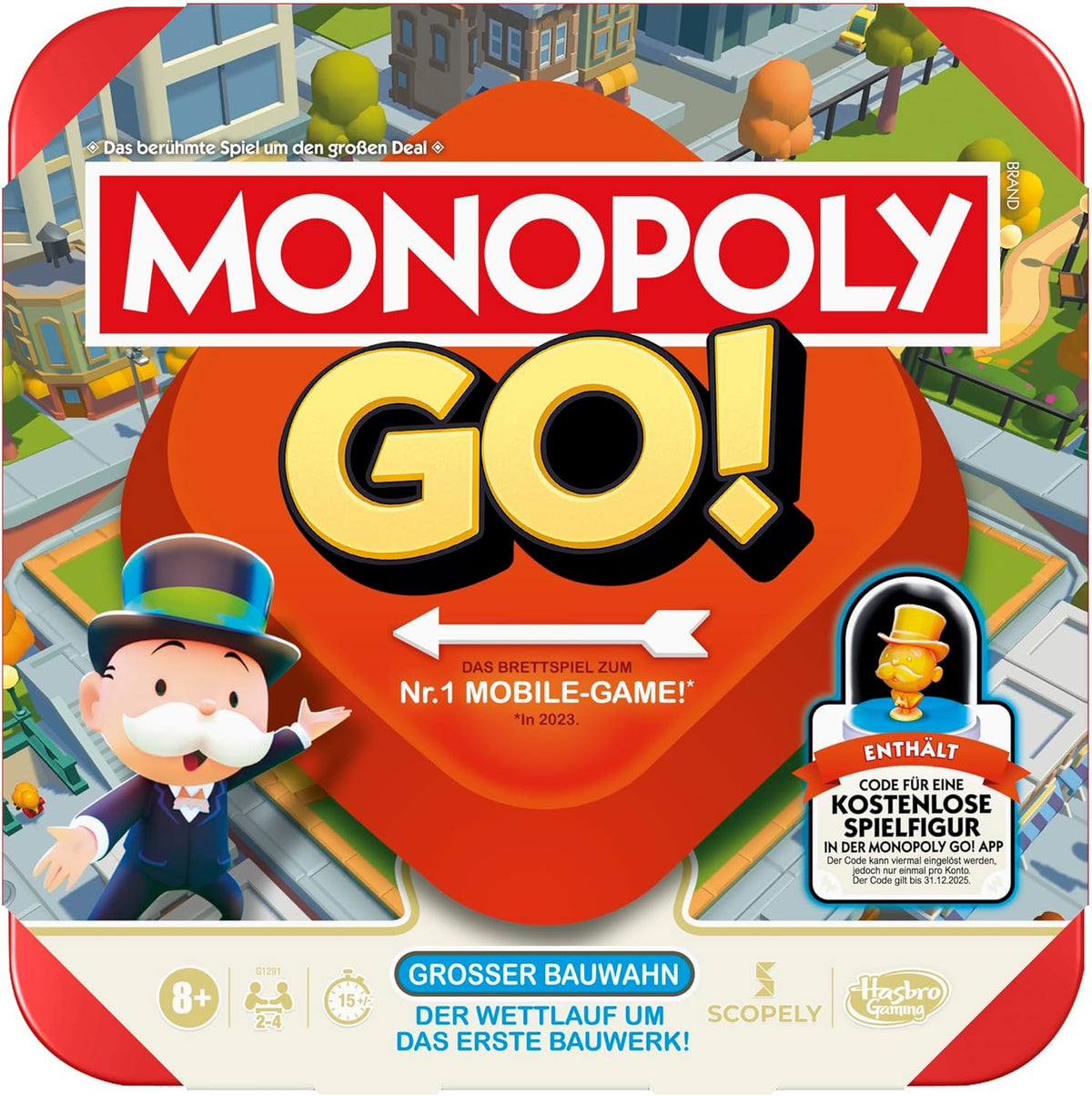 Brettspiel Monopoly GO! - Deutsche Version, Spiel basierend auf der beliebten Online-Version, schnelles Strategiespiel für die ganze Familie, Spaß für 2 bis 4 Spieler