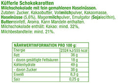 Küfferle, Karotten mit Originalschokolade 810 g 60 Stk., Vollmilchschokolade, 1 Stück