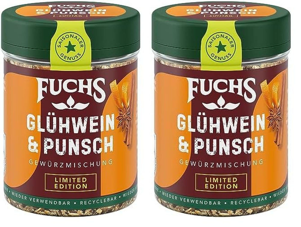 Fuchs Gewürze - Glühwein und Punsch Gewürze - weihnachtliche Gewürzmischung für Wein und Punsch - aus natürlicher Zutat - 40 g in wiederverwendbarer, recyclebarer Dose