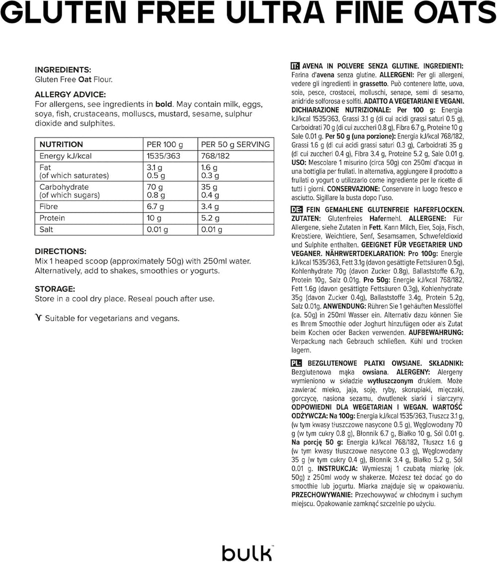 Ultrafeine Haferflocken, glutenfrei, Großpackung, 1 kg, Verpackung kann variieren