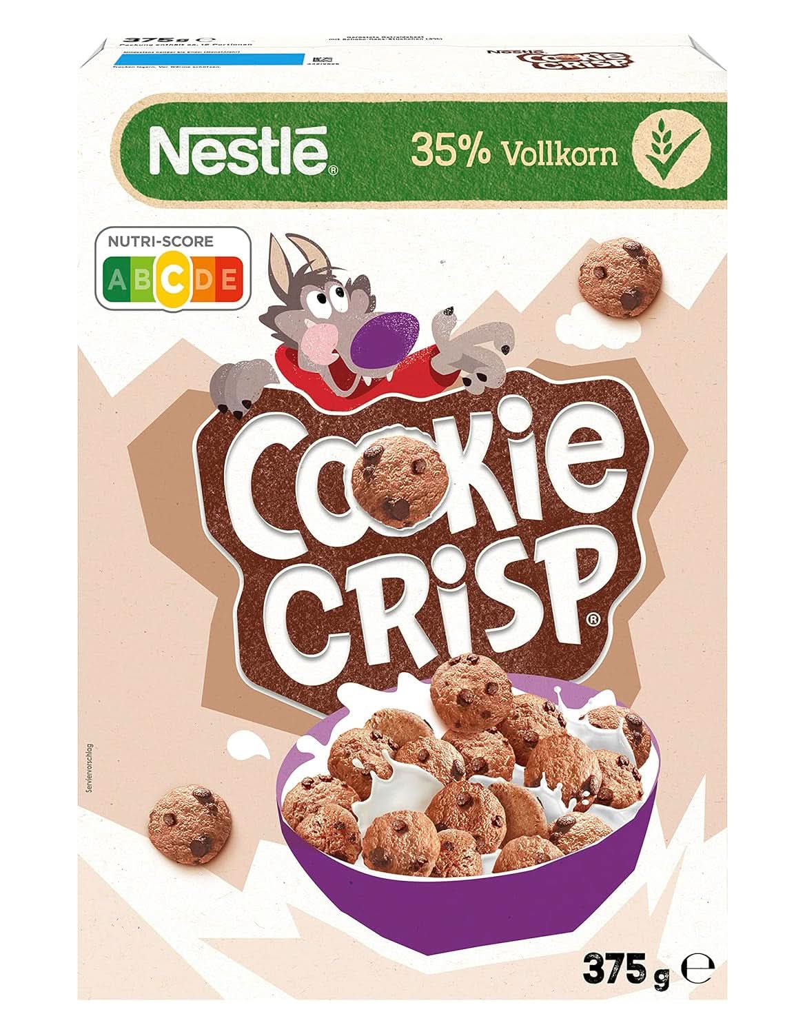 Cookie Crisp, cereale integrale sub formă de biscuiți pentru micul dejun al copiilor, pachet de 6 x 375 grame Cereale Naty Shop