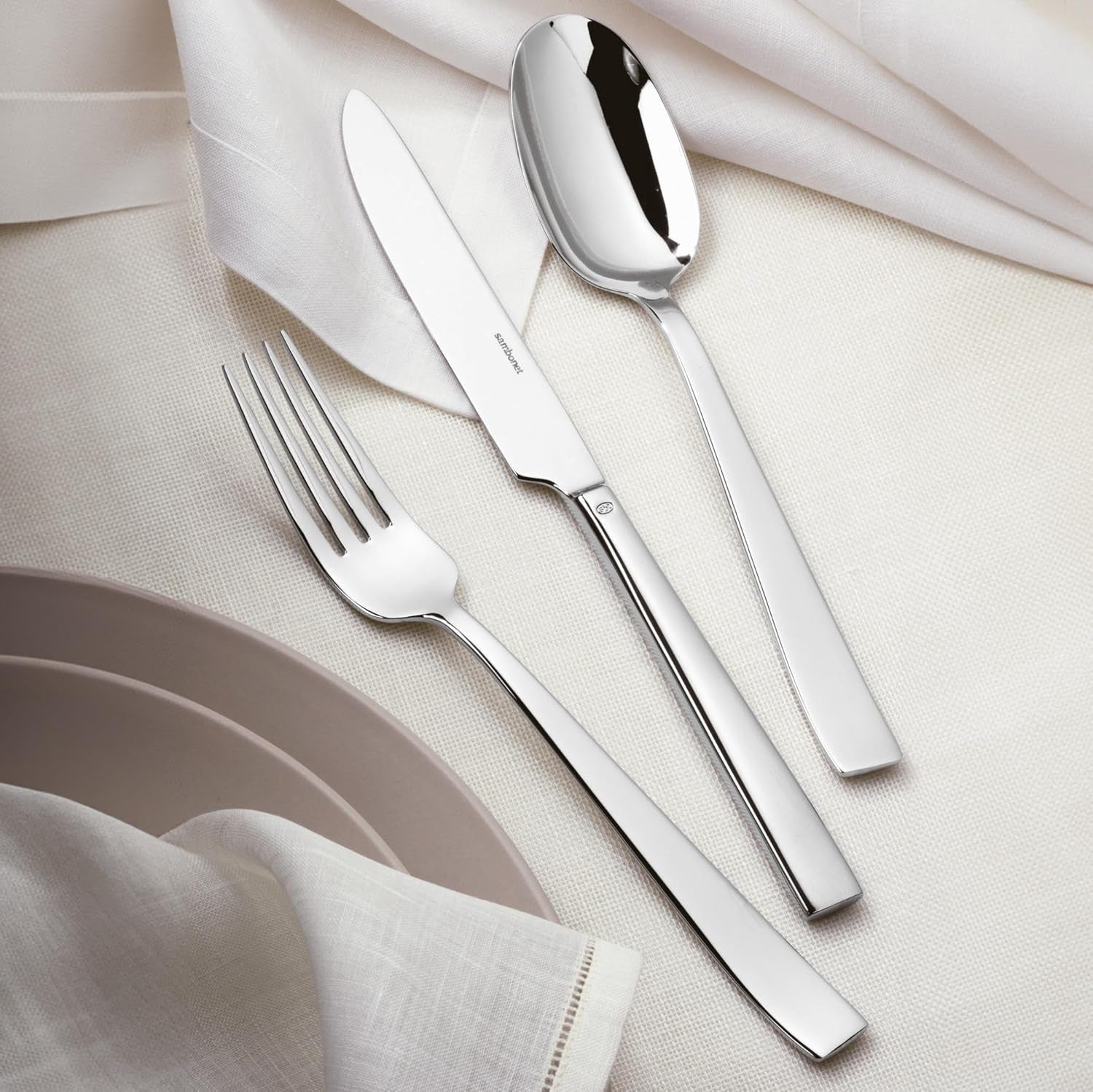 Sambonet 62512-83 Flaches Monoblock-Besteckset, 36-teilig, 18/10 Edelstahl, spülmaschinenfest, Kitchen Naty Shop