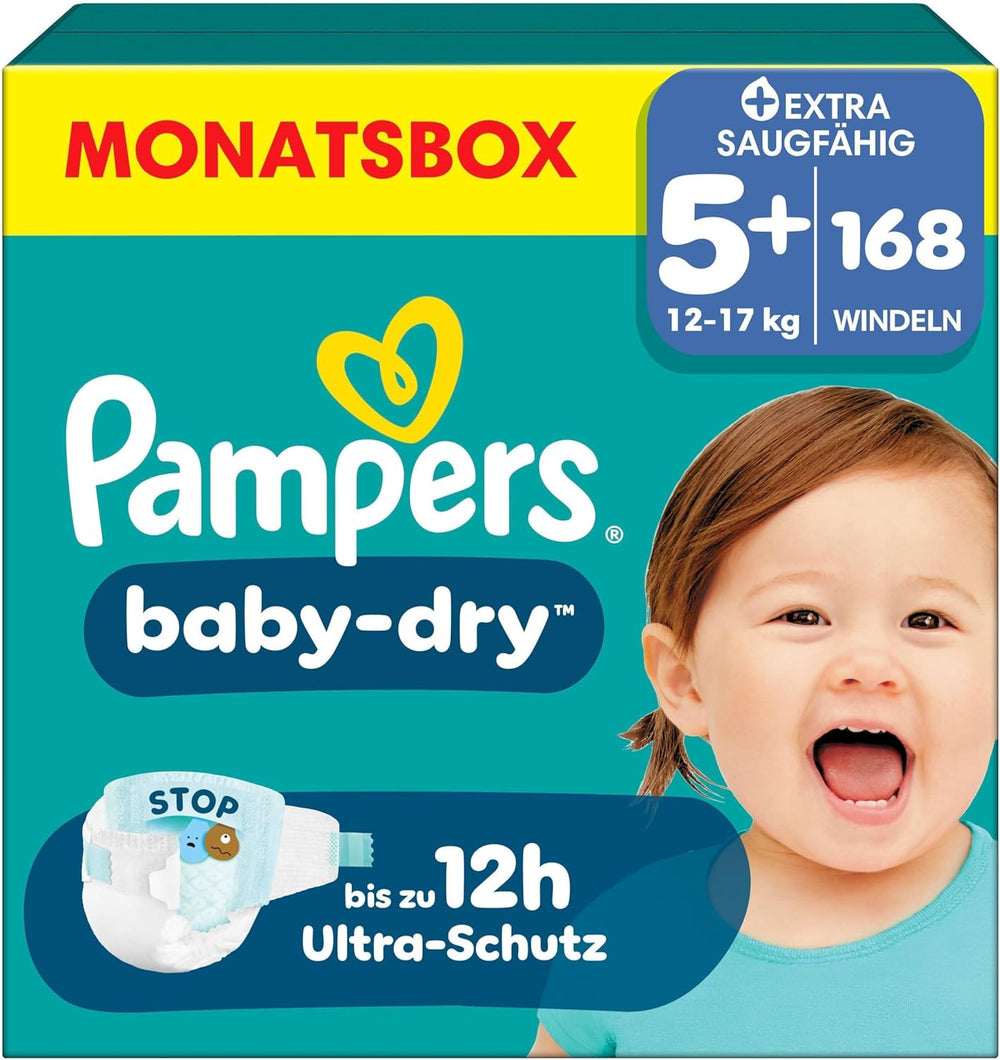 Pampers Baby-Dry Windeln, Größe 5, 174 Windeln, 11 kg – 16 kg, bis zu 100 % Auslaufschutz und Komfort die ganze Nacht