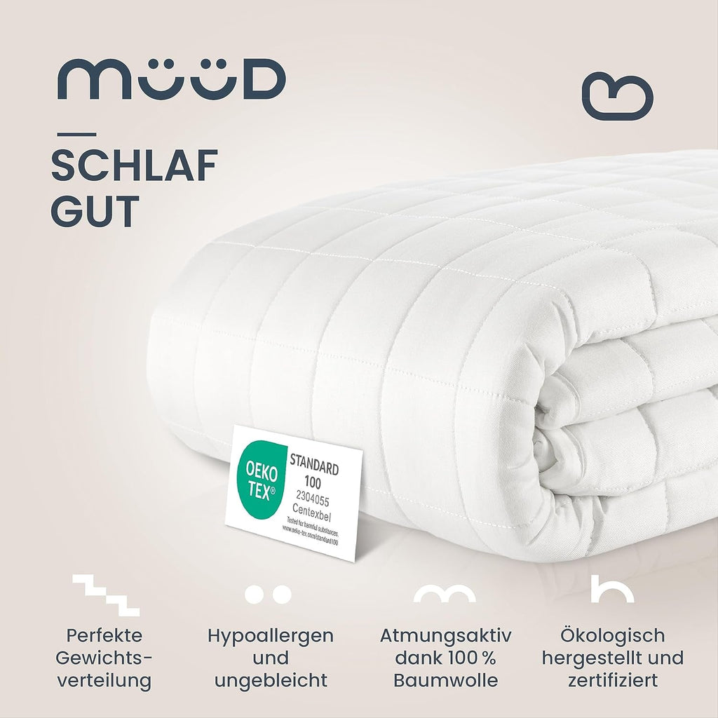 Pătură terapeutică de 7 kg I 135X200Cm I Pentru somn odihnitor I Pătură ponderată de înaltă calitate din bumbac respirabil I Reducătoare de stres și terapeutică - Inclusiv cutie de ambalare cu mâner de transport Paturi si Cuverturi Besuche den mÃ¼Ã¼d-Store