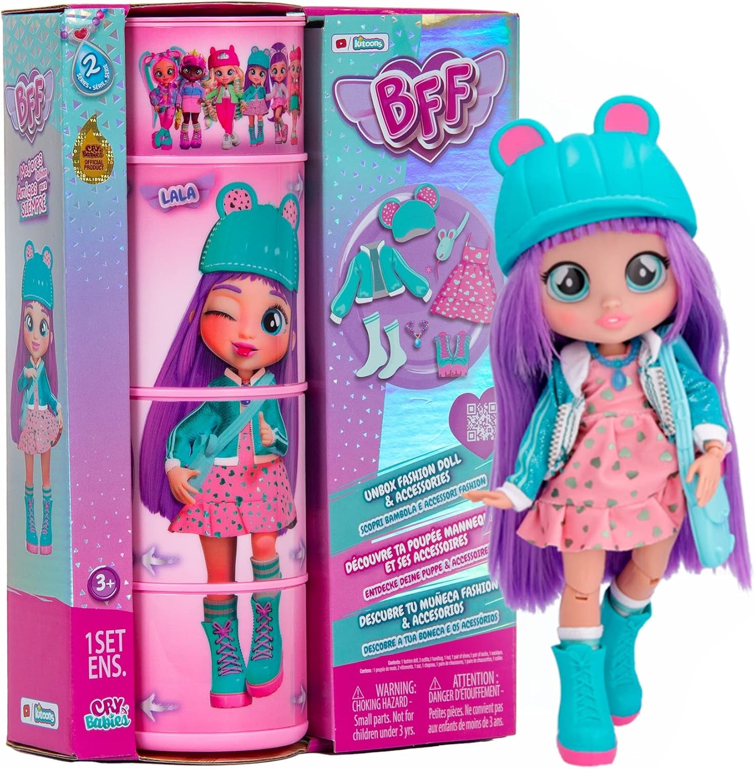S2 Hannah Modepuppe mit langen Haaren, Stoffkleidung und 10 Accessoires – Spielzeuggeschenk für Mädchen und Jungen ab 5 Jahren
