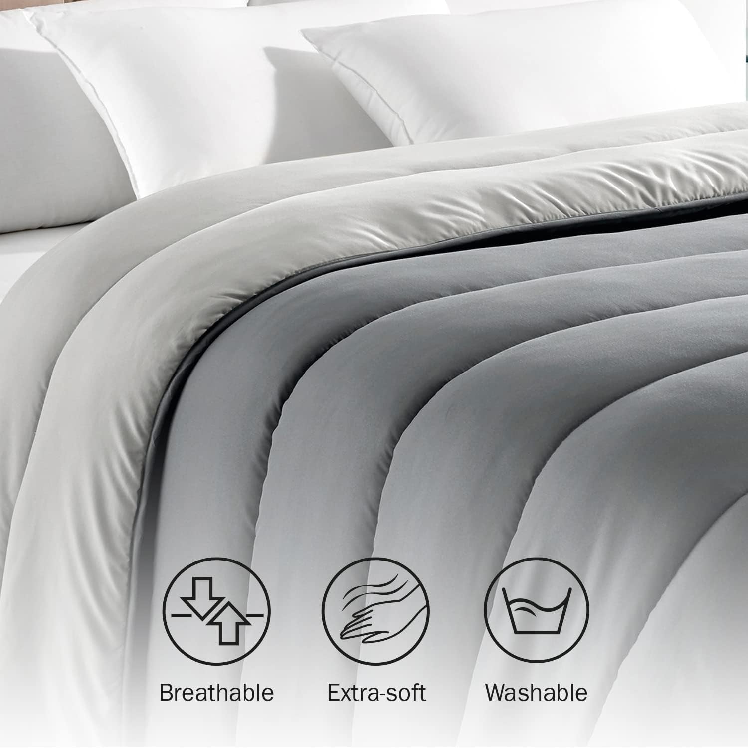 Pikolin Home - Wendedecke 300 G - Zweifarbige nordische Füllung - Für Bett 105 - bequem, warm, atmungsaktiv, grün, 180 x 260 cm Steppdecken und Steppdecken Naty Shop