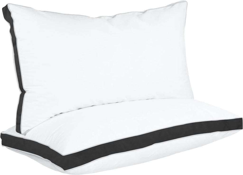 Utopia Bedding pernă pentru dormit lateral (pachet de 2), pernă de pat de înaltă calitate, pentru dormit lateral, cu burduf gri, dimensiune regină, 45,7 X 66 cm (UB760-2) Perne standard Naty Shop Negru King (pachet de 2)