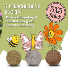 LouMaxx 10x3 handgemachtes Samenbomben-Set, Samenbomben-Geschenk, Blumensamen als Partygeschenke, nachhaltige Samen für Kinderpartygeschenke, umweltfreundliche Pflanzkugeln mit über 50 Arten von Blumensamen