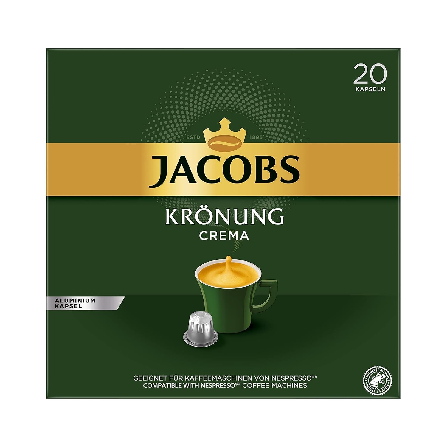 Kaffeekapseln Espresso Ristretto, Intensität 12 von 12 & Kaffeekapseln Krönung Crema, 200 Nespresso kompatible Kapseln, 10er Pack, 10 x 20 Getränke, 1040 g