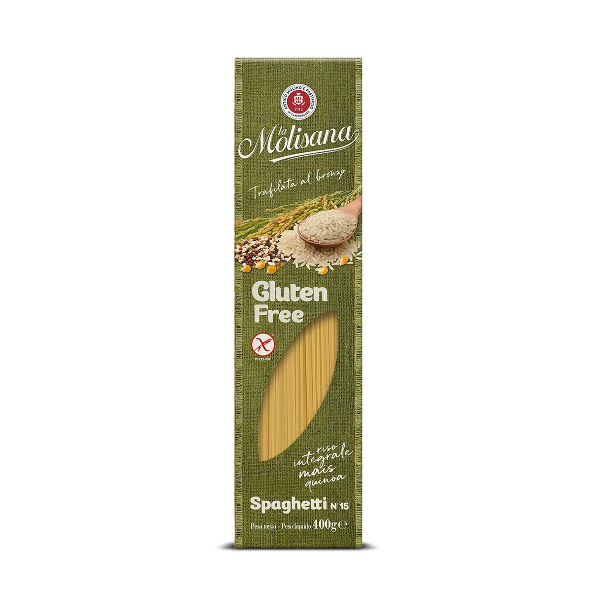 Spaghetti Nr. 15 glutenfreie, glutenfreie Nudeln – Bronzegebrannte Nudeln mit Vollkornreis, Mais und Quinoa – 400-g-Packung