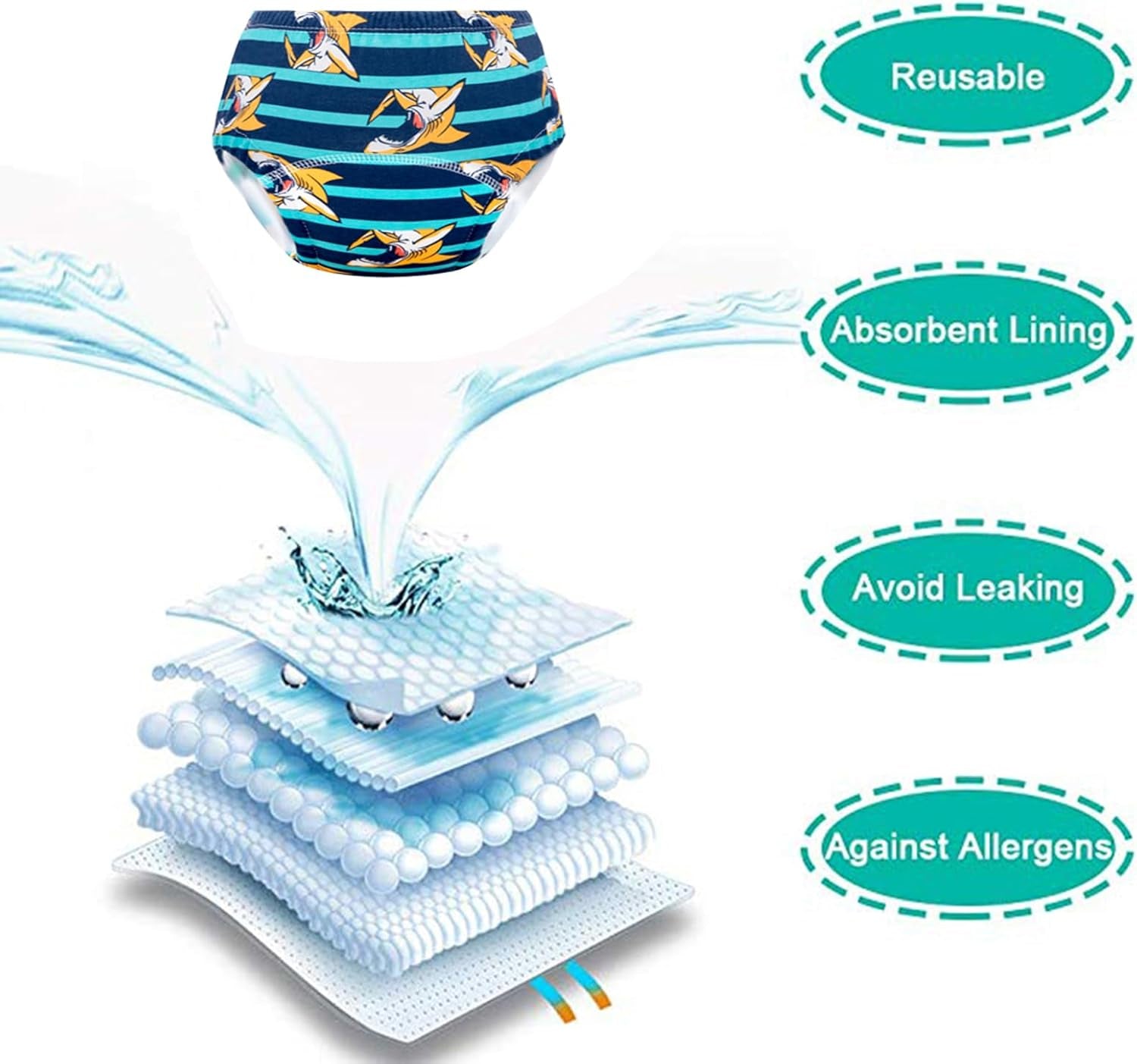 Töpfchen-Trainingshose, unsere Töpfchen-Trainingshose für Kinder (2–3 Jahre, 7 Stück, Farbe: Mehrfarbig, Größe S)