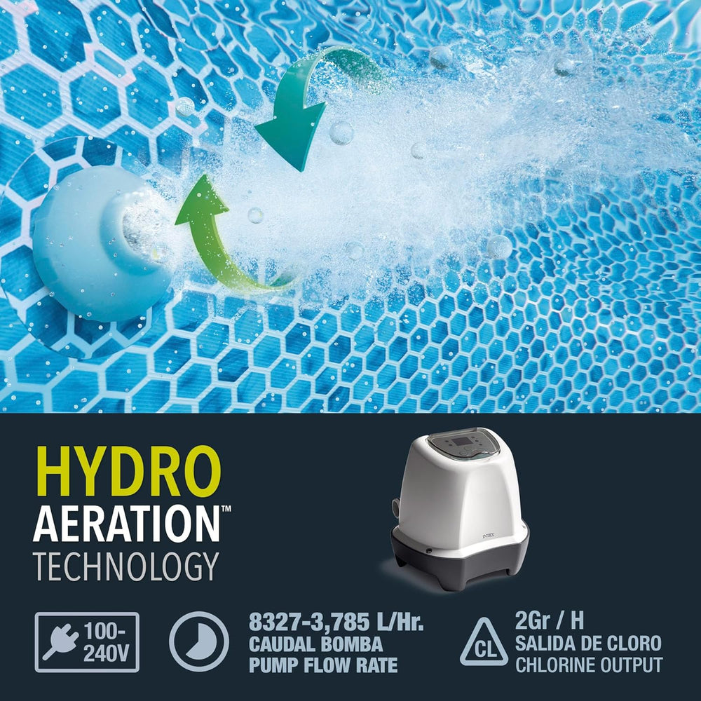 Intex 26662GS - Krystal Clear Salzwassersystem, Salz-Chlor-Generator, für Filterpumpe 1136-3785 l/h, für kleine Pools bis 366 cm, Kunststoff, Weiß