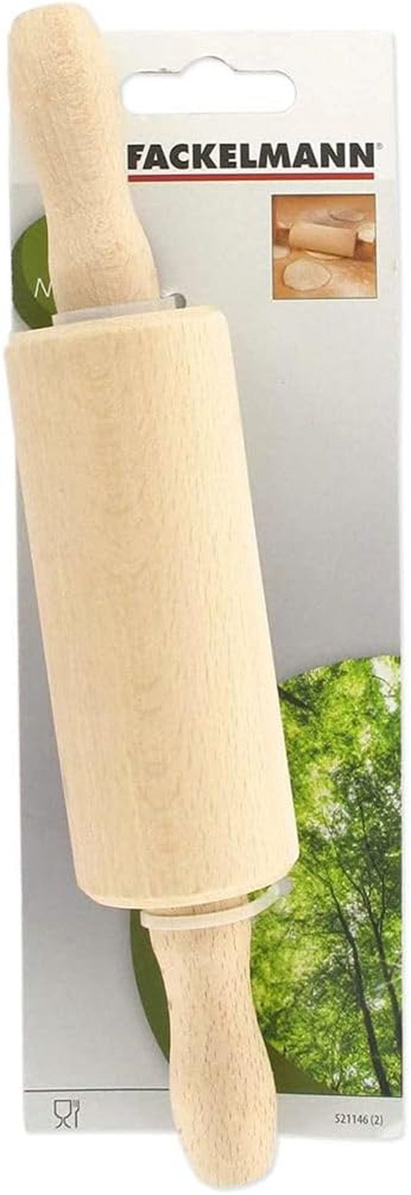 Fackelmann 521146 Nudelholz klein Holz Nudelholz Holz 23,5 x 4,5 cm braun