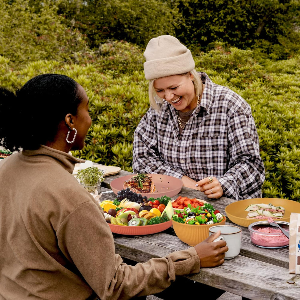 Set de tacâmuri indestructibil pentru 6 persoane, set de tacâmuri pentru camping cu 66 de piese, seturi de tacâmuri din plastic pentru picnic, ușoare, colorate, grătar, farfurii de servire din plastic, boluri, set de tacâmuri