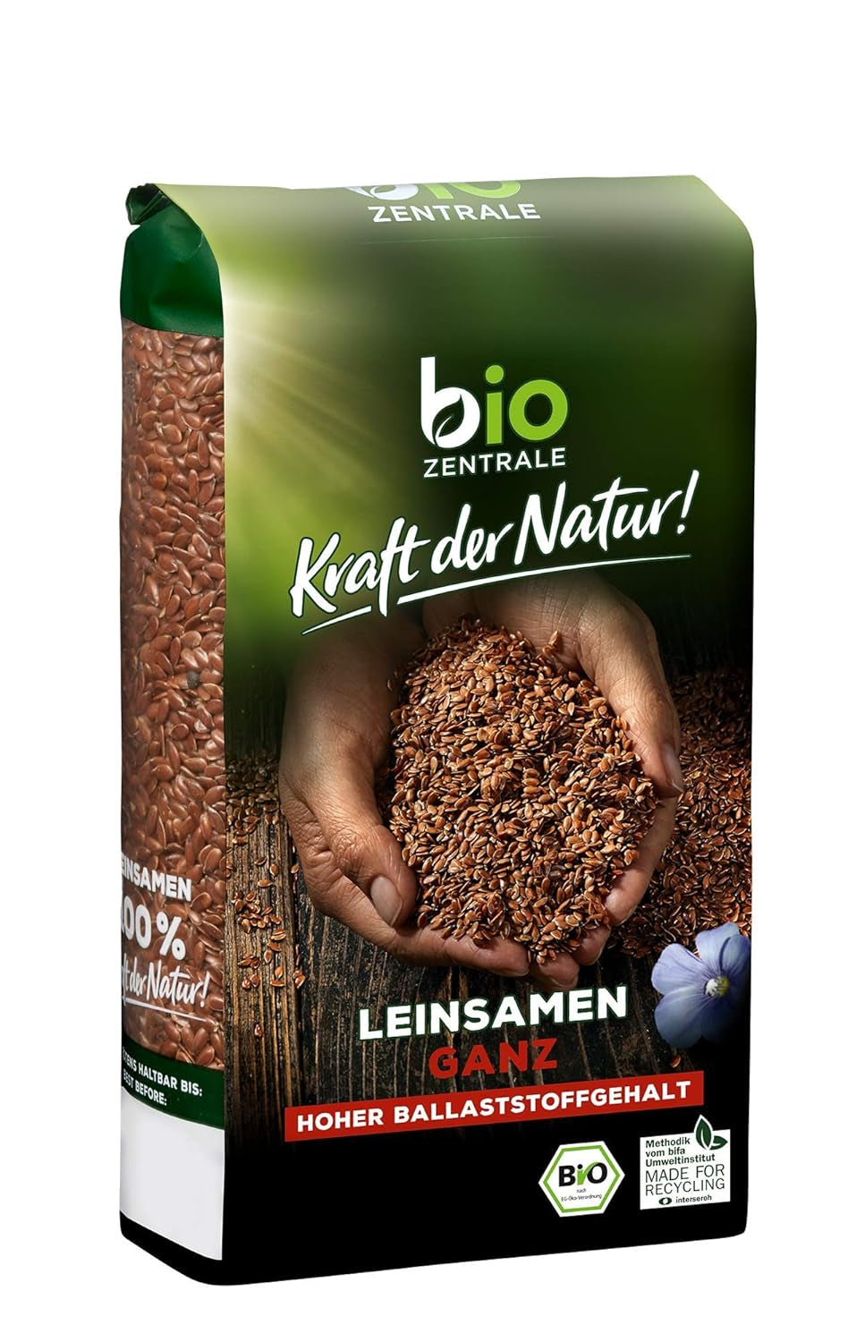 Biozentrale ganze Leinsamen | 7 x 400g Bio-Leinsamen | Ideal für Joghurt, Müsli und Brot | Alternative zu Flohsamen, Hanfsamen und Chiasamen