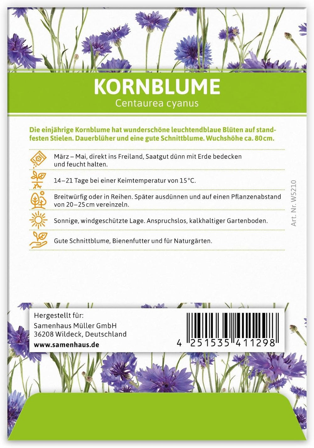 FLORTUS Kornblumen Samen Für Gastgeschenke (100 Stück) | Blumensamen Als Dankeschön Geschenke, Mitgebsel & Werbegeschenke | Wildblumensamen