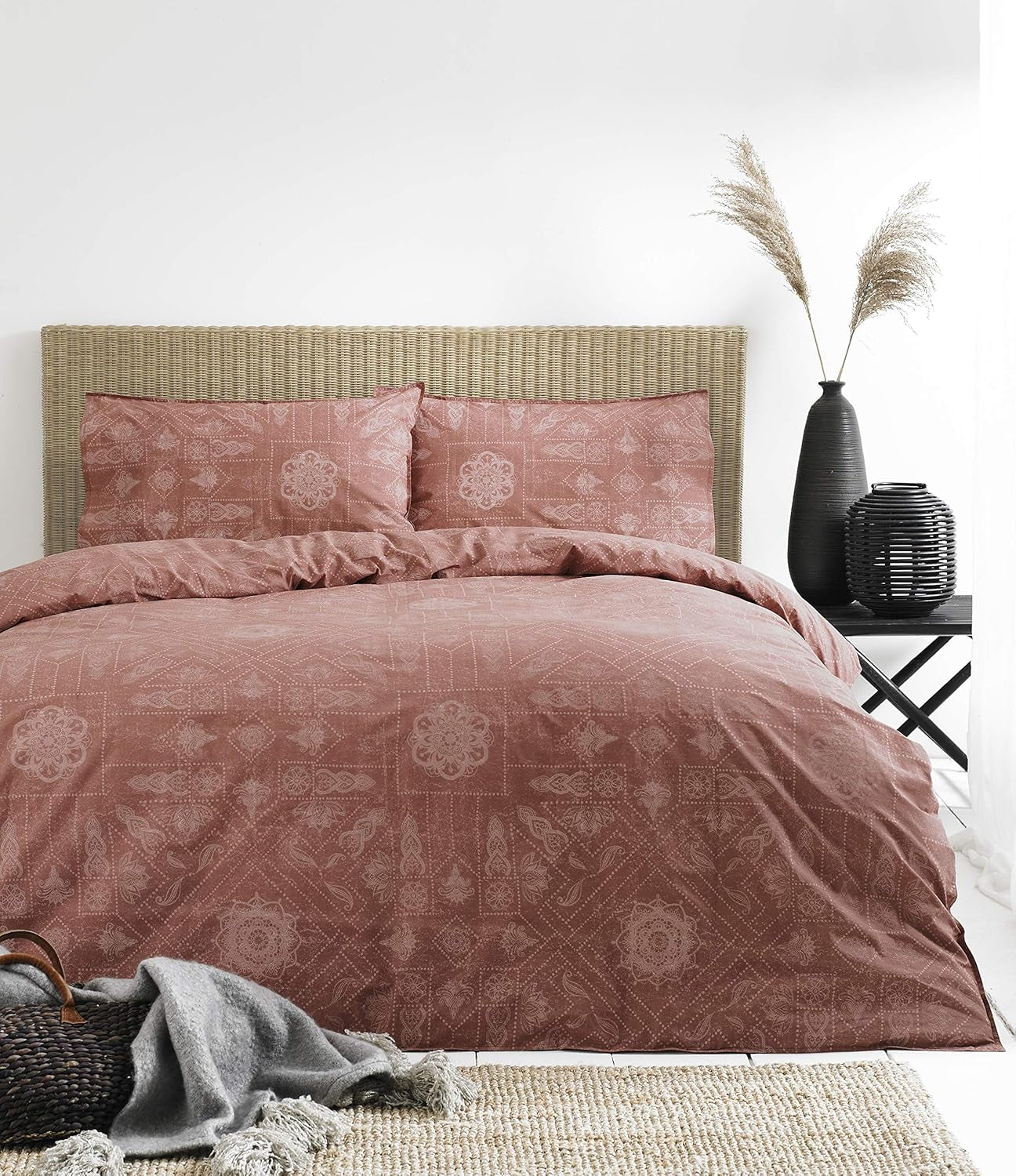 The Linen Yard Bohemian Bettbezug-Set, Rot, 260 x 220 cm Bettdecken und Steppdecken Naty Shop Rot 260 x 220 cm