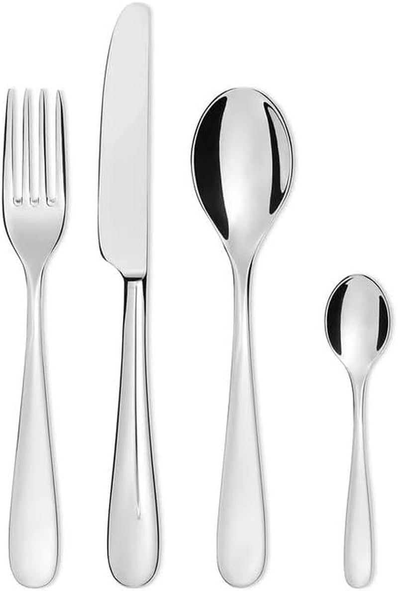 Alessi 5180S24M Nuovo Milano Monobloc Besteckset 24-teilig, polierter Edelstahl 18/10, Küche Naty Shop