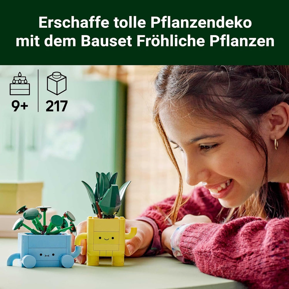 LEGO Botanicals Happy Plants – DIY-Set für Kinder mit 2 künstlichen Blumen und 2 bunten Blumentöpfen mit Cartoon-Gesichtern – Geschenkidee für Mädchen ab 9 Jahren – 10349 Besuche Bausets den LEGO-Store