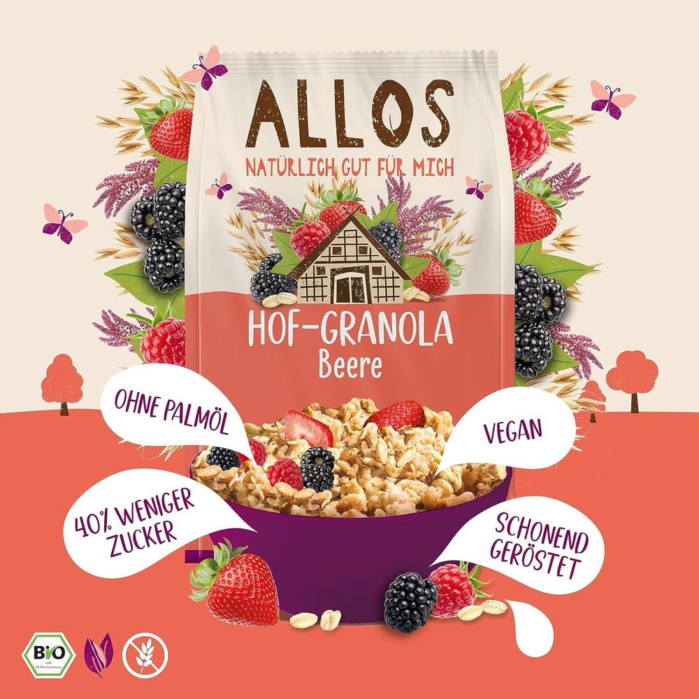 Allos Hof Müsli mit Beeren | Bio-Müsli | Müsli mit Beeren | Knuspriges Müsli | Müsli zum Frühstück | 6er Pack (6 x 300g), 1 Stück (6er Pack)