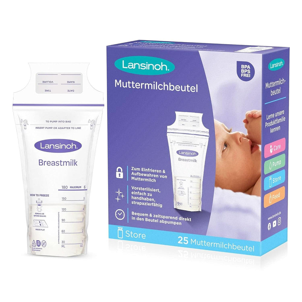 Lansinoh Muttermilchbeutel - 25 Stück - Zum Sicheren Aufbewahren Und Einfrieren Von Muttermilch - Hygienisch & Platzsparend Zubehör Lebensmittel und Stillen Bebe Naty Shop