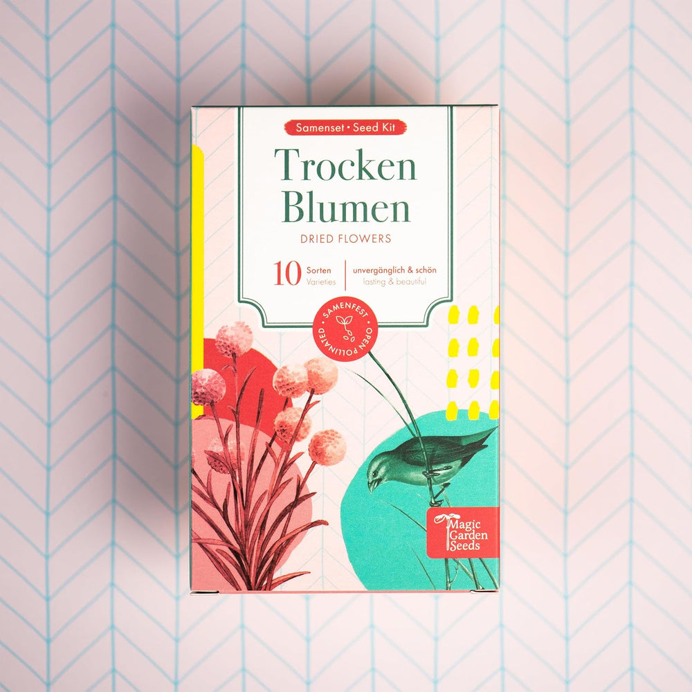 Trockenblumen – 10 Sorten frei bestäubter Blumen – ewig und schön – Samenset für Anfänger, als kleines Geschenk oder für den persönlichen Gebrauch