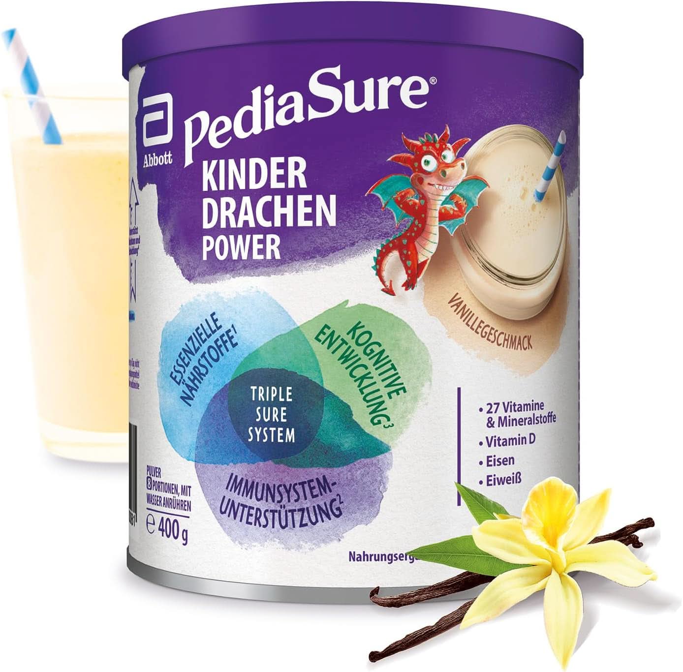 Pediasure Dragon's Power, 400 Gramm, leckeres Nahrungsergänzungsmittel für Kinder ab 1 Jahr, mit 27 Vitaminen und Mineralstoffen Naty Shop Vanilla