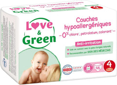 Love & Green, chlorfreie Windeln, Packung für 1 Monat, Größe 4 Mutter und Kind Naty Shop