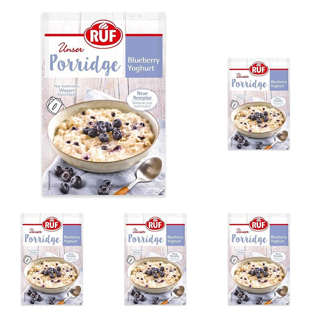 RUF Instant-Haferflocken mit Erdbeeren und Vanille, eine Sommermahlzeit mit Hafer, in 3 Minuten fertig, 1 Beutel x 65 g