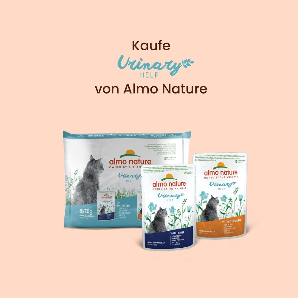 Almo Nature Functional Urinary Help - Nassfutter für ausgewachsene Katzen mit Fisch - Unterstützung für die Gesundheit der Harnwege - 30 Beutel à 70g