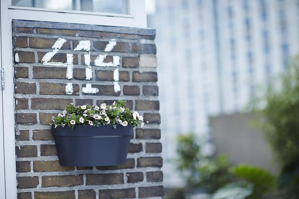 Jardinieră de perete elho Loft Urban 40 - Jardinieră pentru balcon și utilizare în exterior - Ø 39,3 x H 18,8 cm - Alb/Alb