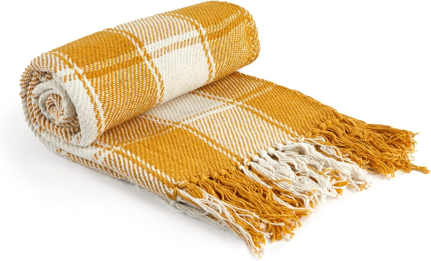 Frisco-Überwurf, recycelte Baumwolle, traditionell, kariert, für Stuhl, Couch, Sofa, Überwurf, Decke, Anthrazit, 127 x 152 cm Emma Barclay Beds and Blankets Ocker 70X100" (178X254Cm)