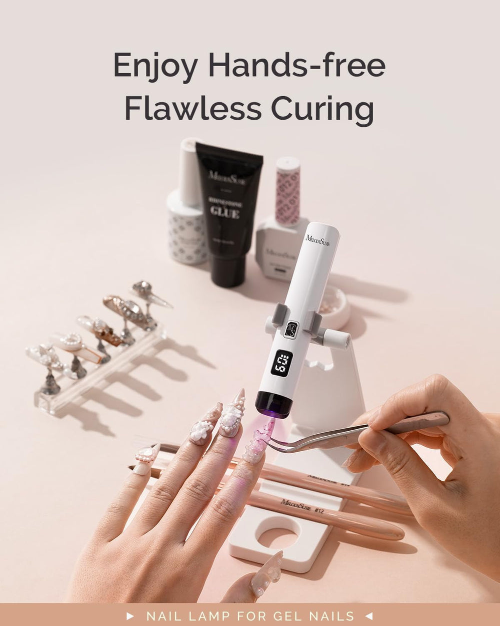 Lampă UV portabilă Melodysusie cu suport pentru unghii cu gel, mini lampă LED UV reîncărcabilă cu afișaj LCD, lampă UV mică portabilă pentru unghii cu 2 temporizatoare, uscător de unghii pentru toate tipurile de ojă cu gel UV (alb)