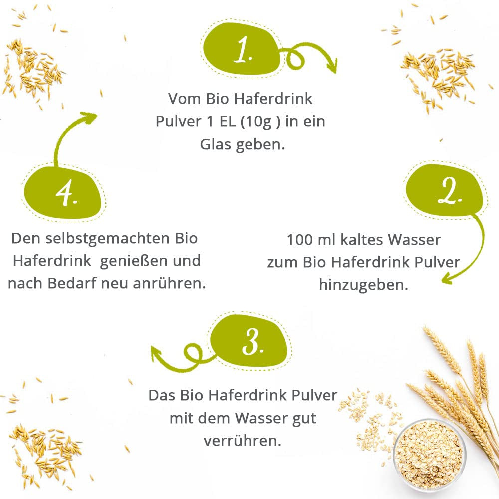 foodsetter Bio Haferdrink Pulver | 500g Beutel | Haferpulver | Instant-Haferpulver | Bio-Qualität | Vegan | Glutenfrei | Ohne Zuckerzusatz | 0,5 kg