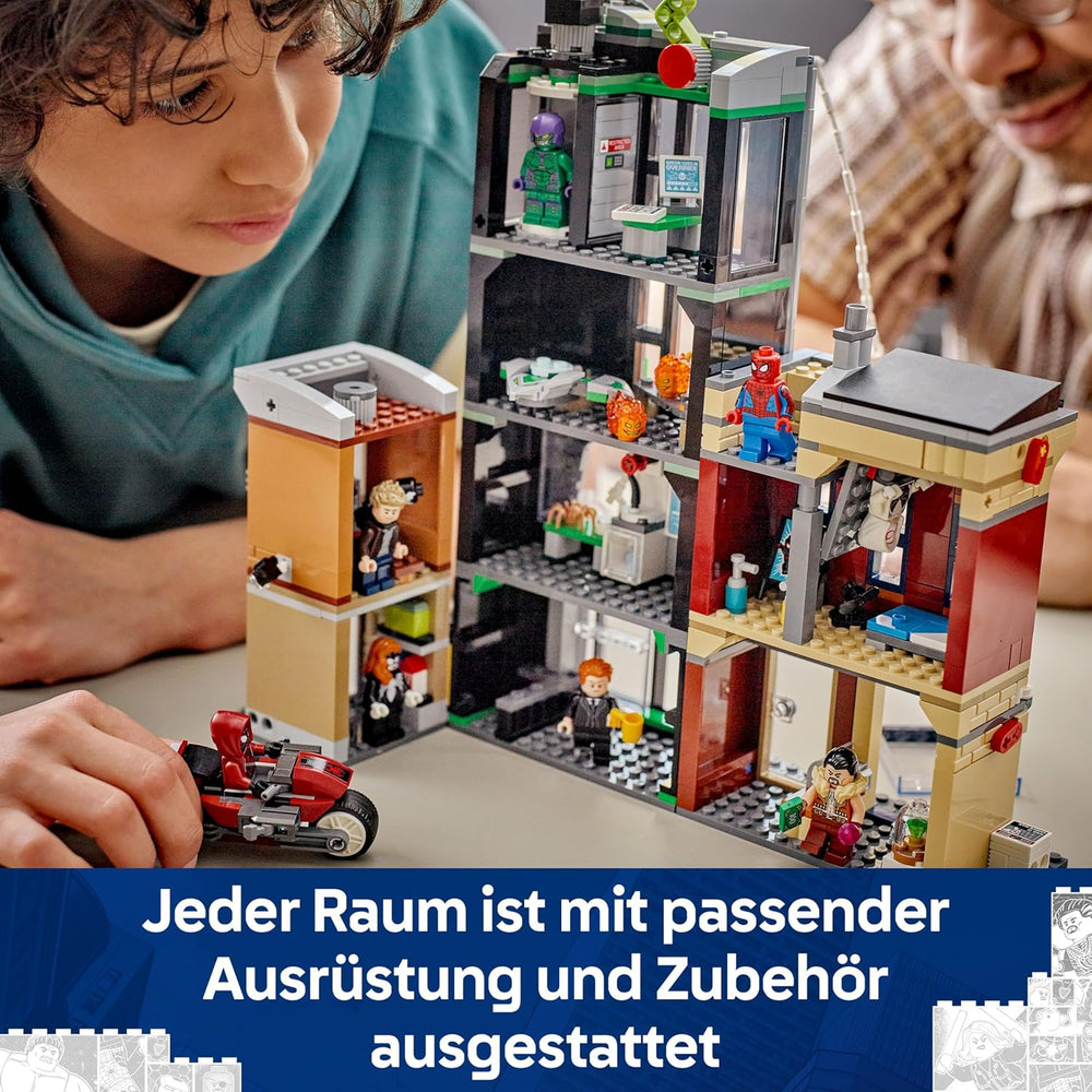LEGO ǀ Marvel Spider-Man Vs. Oscorp – Bauset zum Sammeln für Kinder mit 8 Minifiguren, darunter auch Spider-Woman, Miles Morales, Ghost Spider und Green Goblin – Geschenk ab 10 Jahren – 76324
