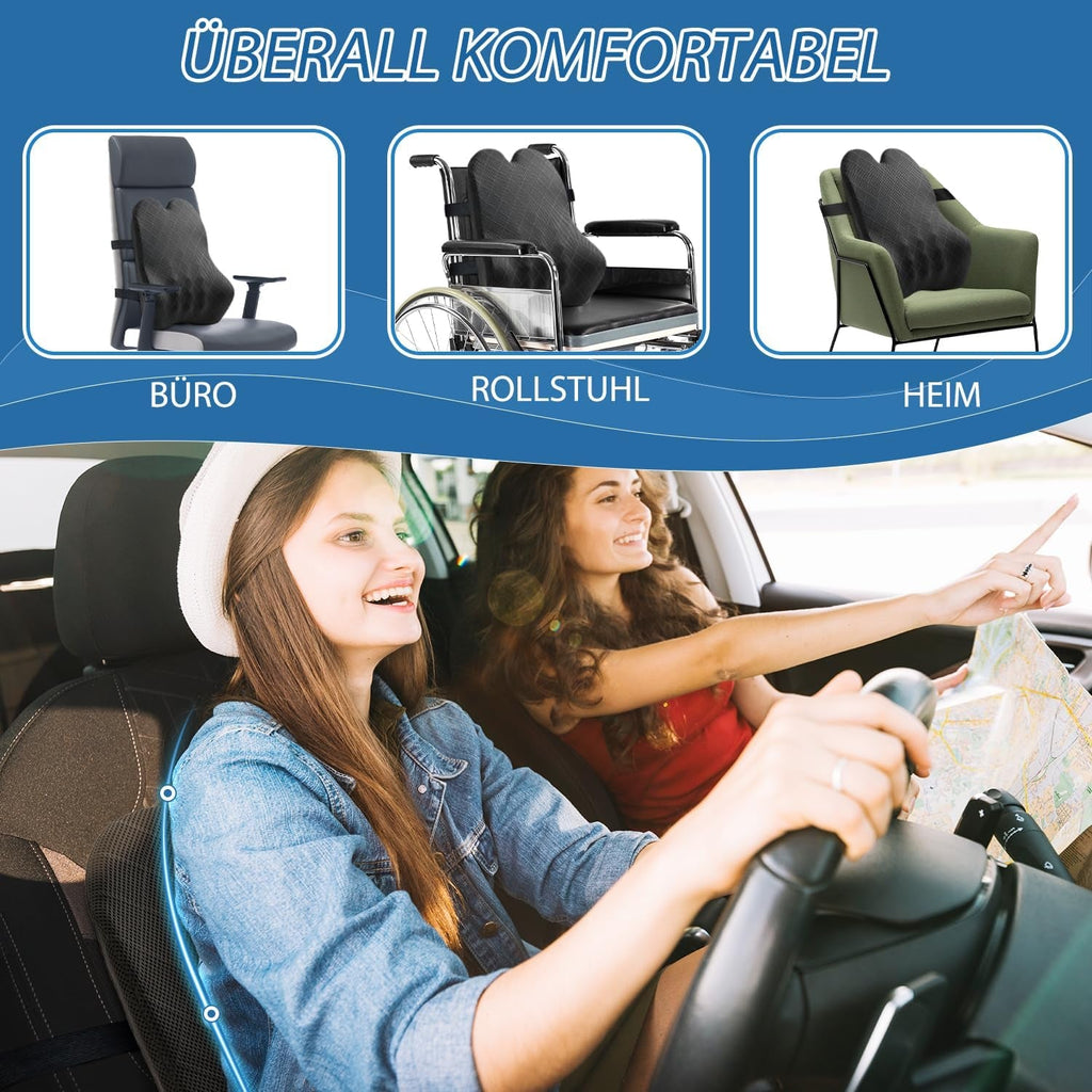 SKYNY Pernă pentru spate Pernă pentru spate pentru mașină Pernă lombară pentru scaun de birou Pernă pentru spate din spumă de memorie potrivită pentru casă, birou, mașină, scaun cu rotile gri mare (gri) Perne lombare Naty Shop