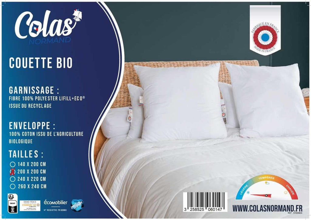 COLAS NORMAND | Cuvertură ușoară, 200 X 200 cm, bumbac organic, umplutură reciclată Plapumi si pilote Naty Shop