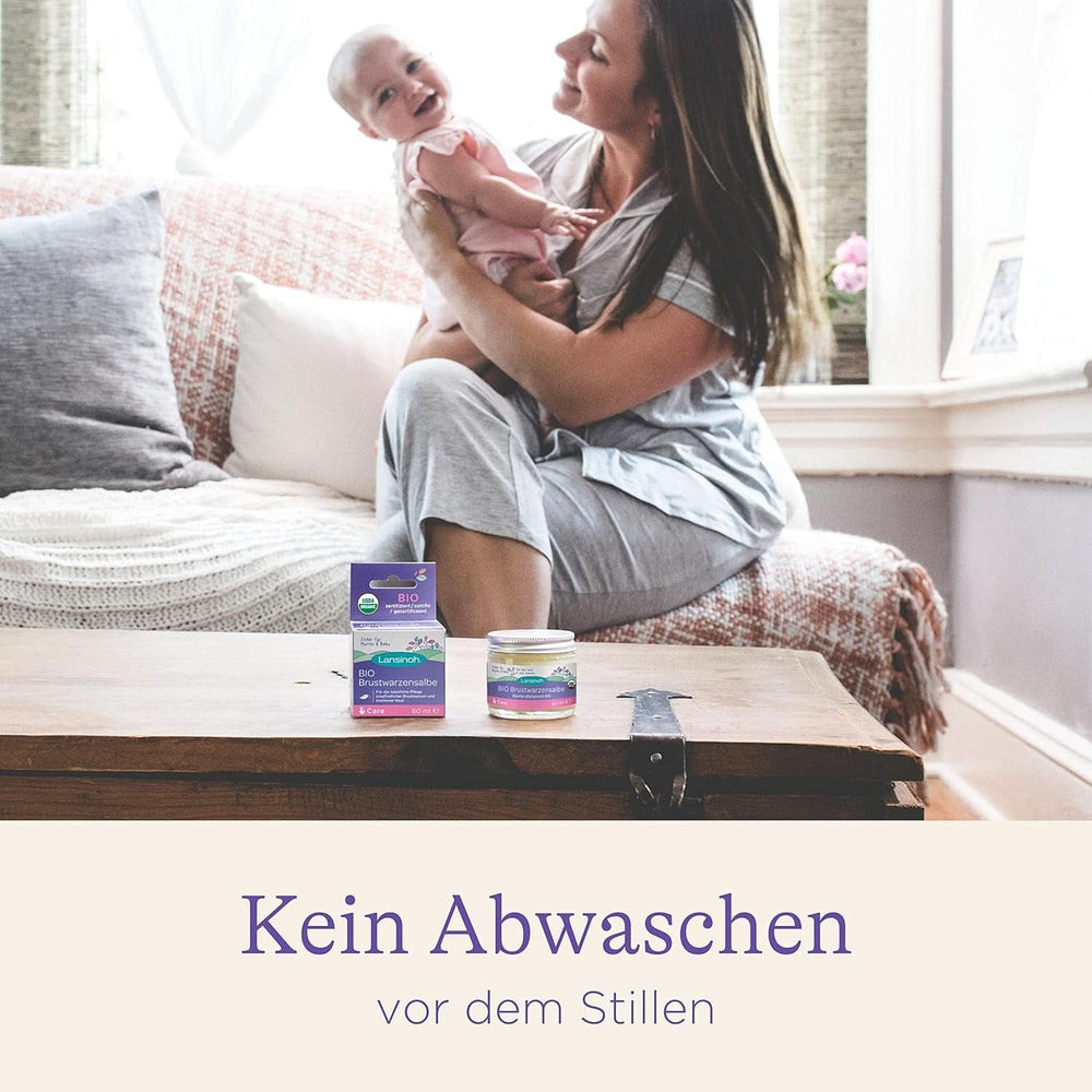 Lansinoh BIO Brustwarzensalbe, 60 ml – Natürliche Pflege Empfindlicher Brustwarzen Und Trockener Haut – Klimaneutrales Zubehör Essen und Stillen Baby Naty Shop