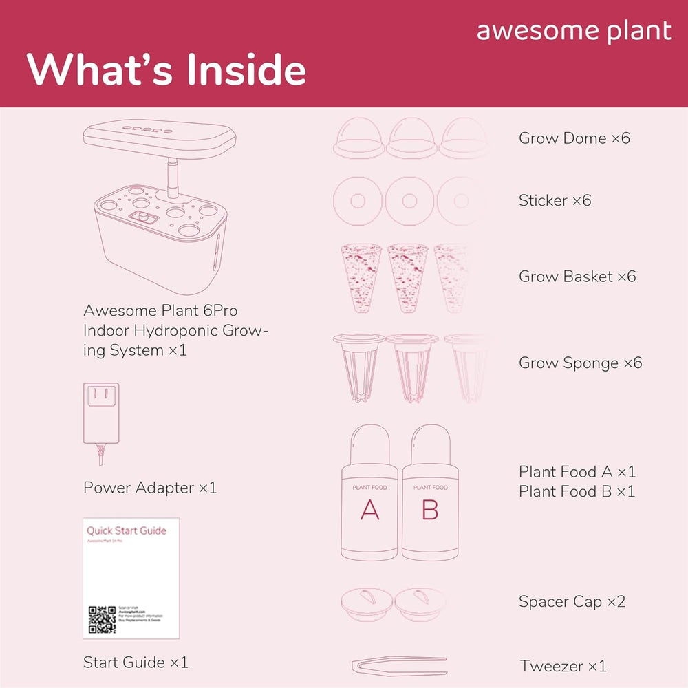 Kit sistem de creștere hidroponică 6Pro (6 capsule), kit de grădinărit interior cu rezervor de apă de 3 litri, 3 moduri de creștere și pompă silențioasă, kit pentru cultivarea ierburilor și a salatelor acasă, înălțime reglabilă până la 33,0 cm, alb