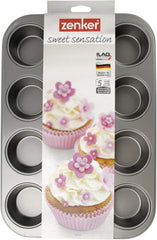 Muffinform Zenker mit 12 Backformen (Ø 7 cm), für Muffins und Cupcakes, Maße: 38,5 x 26,5 x 3 cm Backformen und Bleche Naty Shop
