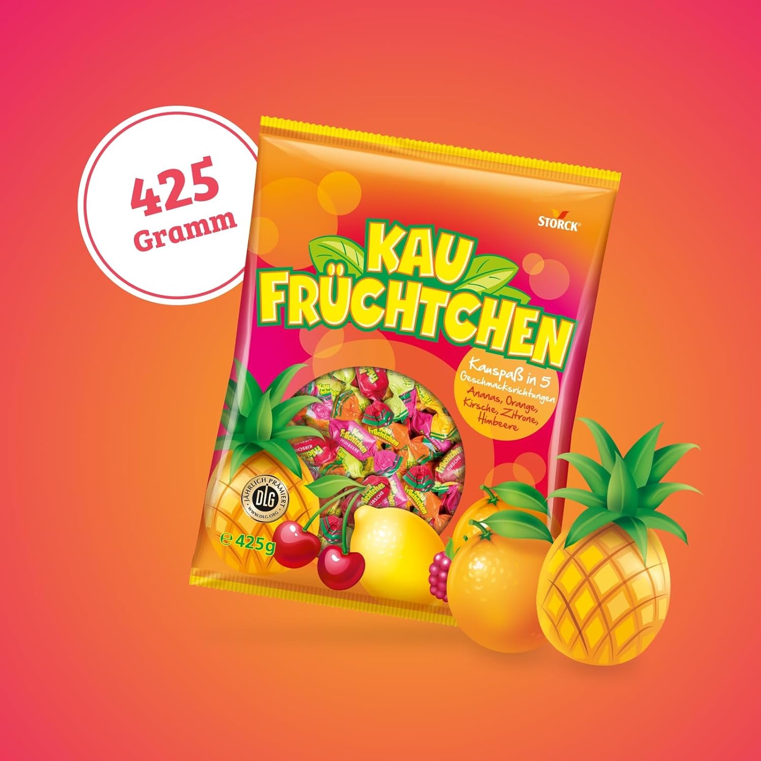 Zu kaufen – 1 x 425g – Softbonbons in fünf fruchtigen Geschmacksrichtungen