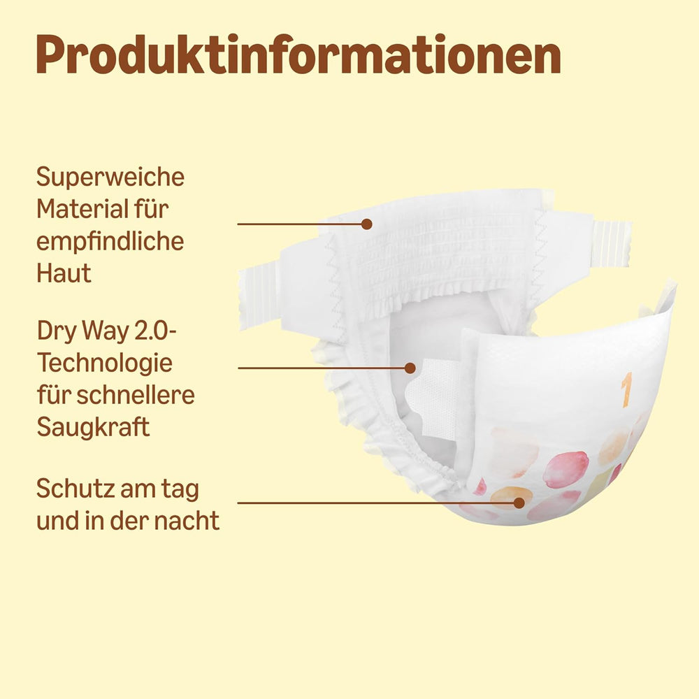 Amazon Ultra Dry Windeln, Größe 1 (2–5 kg) – Monatsbox, Weiß, 96 Stück (2 Packungen à 48 Stück) (ehemals Marke Mama Bear, identisches Produkt)