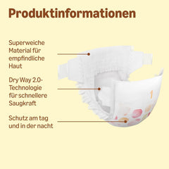 Amazon Ultra Dry Windeln, Größe 1 (2–5 kg) – Monatsbox, Weiß, 96 Stück (2 Packungen à 48 Stück) (ehemals Marke Mama Bear, identisches Produkt)