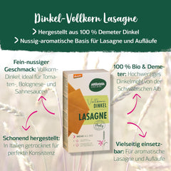 Bio-Dinkel-Lasagneblätter, 250g | Demeterzauber von der Schwäbischen Alb | Zarter Nussgeschmack für Lasagne und Aufläufe