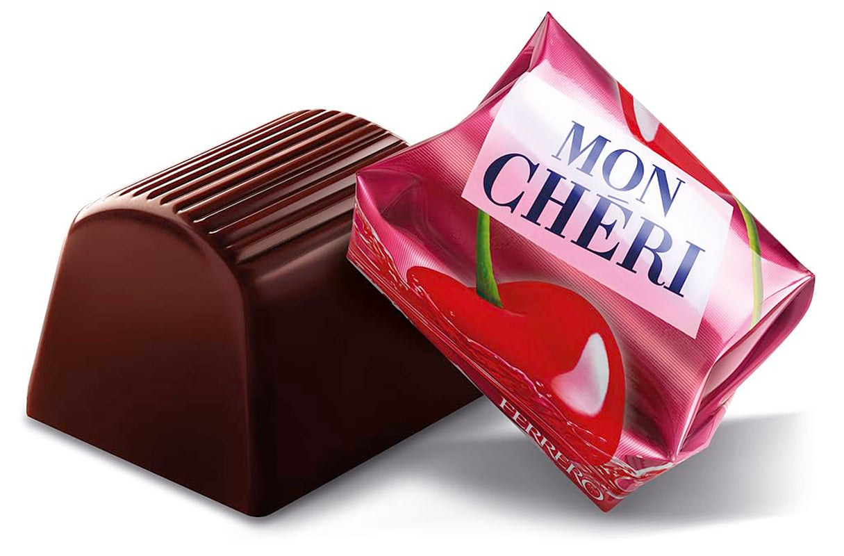 Ferrero Mon Chéri Heart – Schokoladengeschenk zum Valentinstag für Sie und Ihn – Knusprige Schokolade, fruchtiger Likör und aromatisierte Kirschen – Für Valentinstag, Muttertag und Ostern – 1 Packung à 147 g