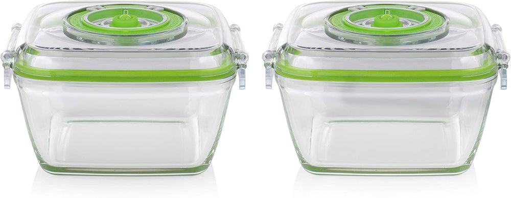 Set de recipiente din sticlă pentru păstrarea alimentelor Princess cu sigilator de vid portabil - inclusiv pompă de vid electrică, cablu de încărcare USB, 2 recipiente pentru gătit și alimente, 2 capace fără BPA, 492985 Cutii depozitare alimente Naty Shop 2X borcane de sticlă de 0,7 litri