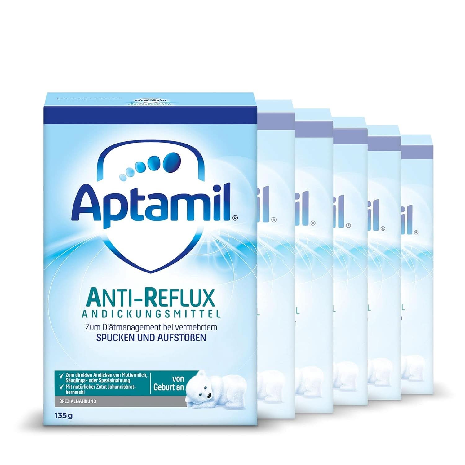 Aptamil AR Verdickungsmittel ab Geburt, 6er Pack (6 x 135 g) Mutter und Kind Naty Shop