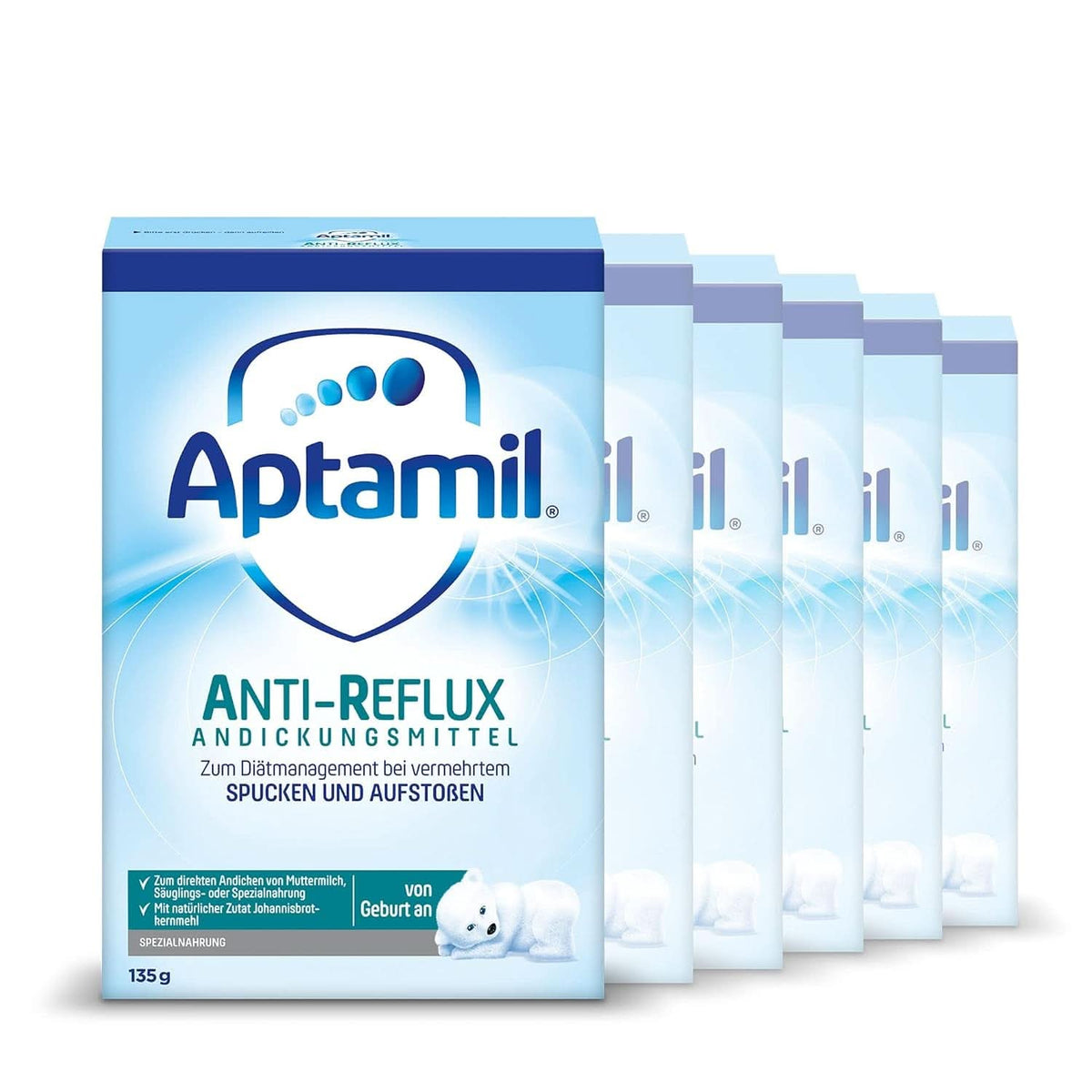 Aptamil AR Verdickungsmittel ab Geburt, 6er Pack (6 x 135 g) Mutter und Kind Naty Shop